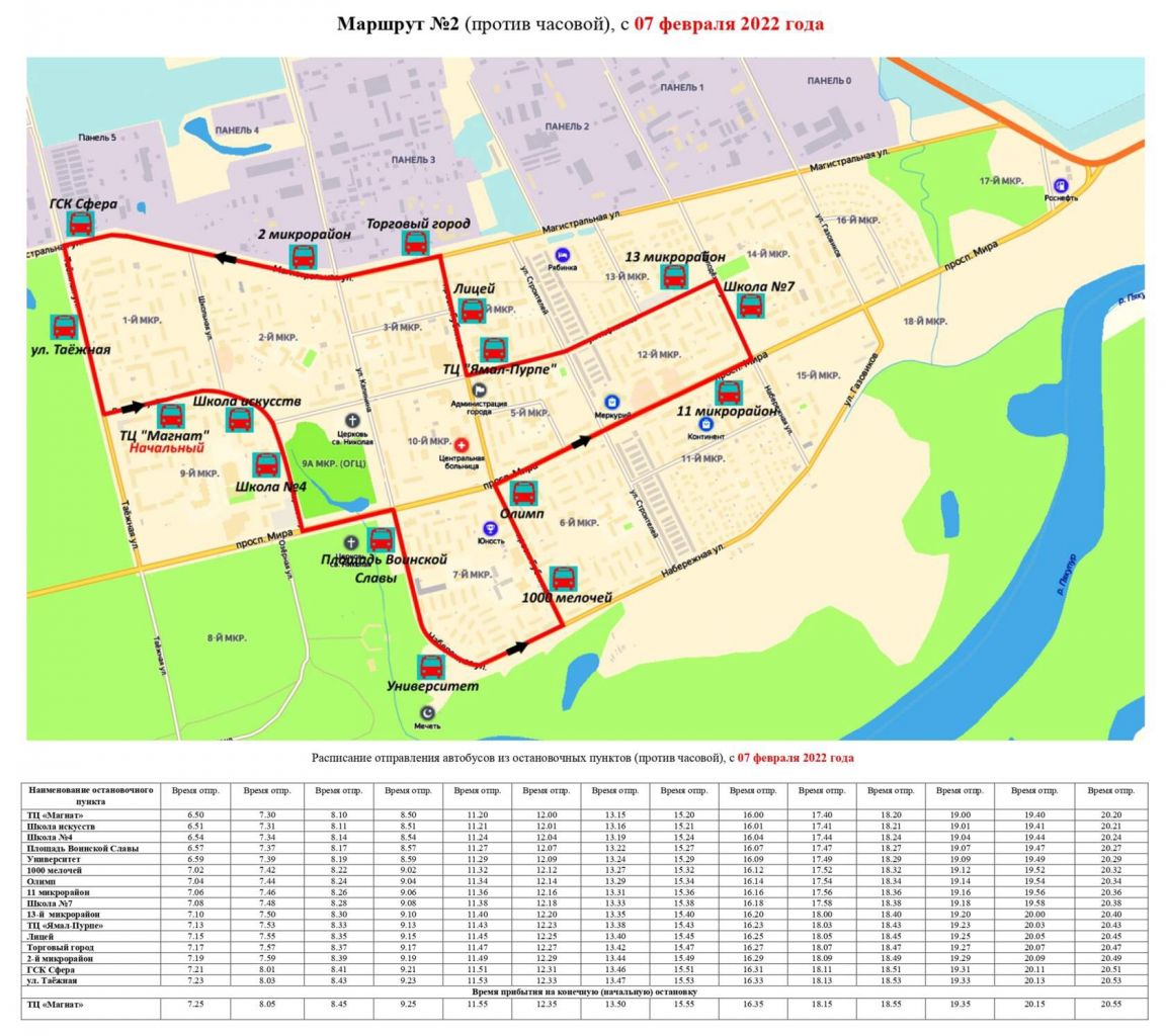 РАСПИСАНИЕ движения городского автобуса по маршруту №2 Губкинский на 2022